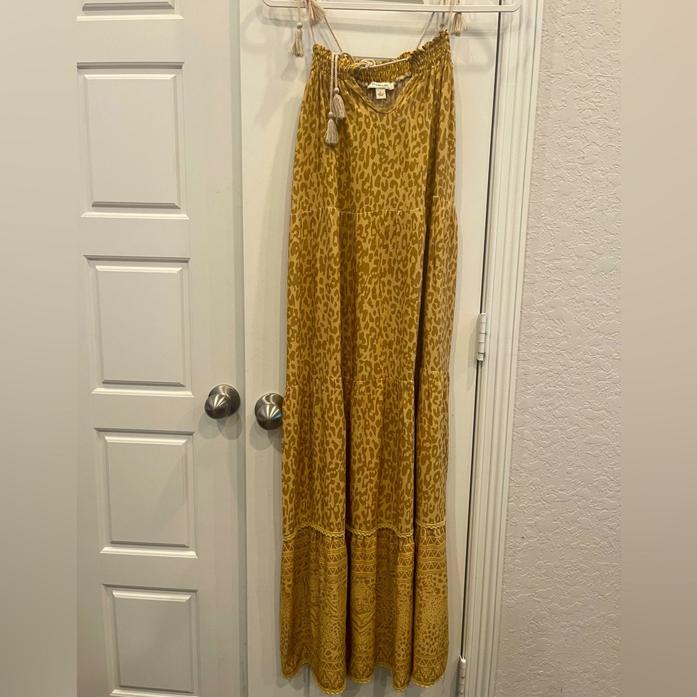 Ethan n Joy Woman’s Tiered Neutral Tone Safari Animal Print Maxi Dress Large